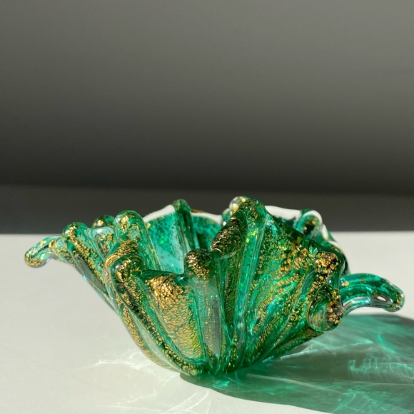 Vintage Teal Murano Glass  Small Trinket Dish / Salt Cellar - Picture 6 of 10